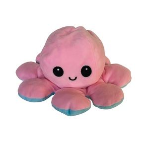 Reversible Octopus Plush Stuffed Animal Toy Pink Blue Happy Sad 8 Inch